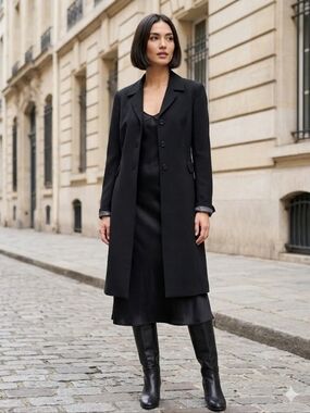 Mexx Women's Black Long Tailored Trench Coat